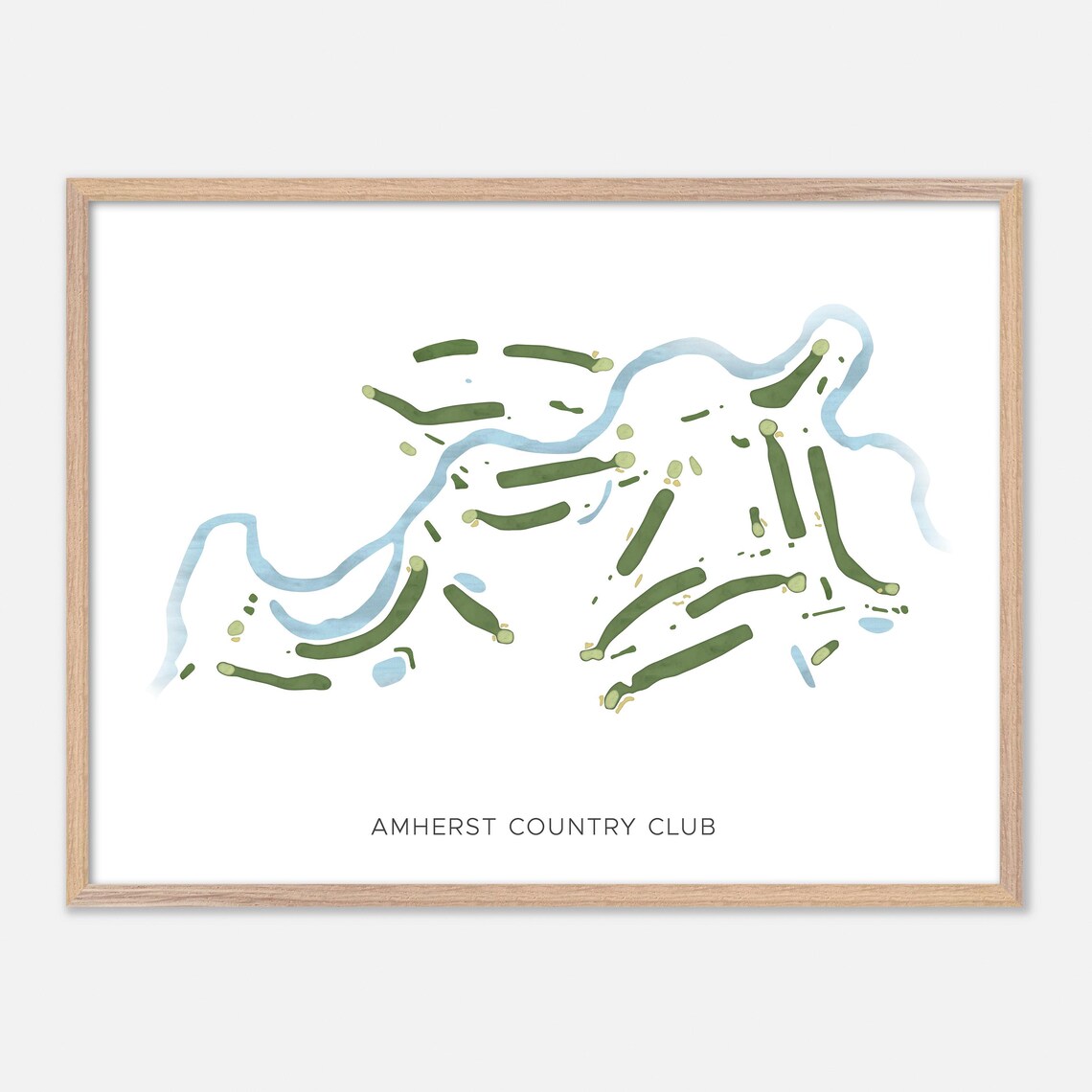 Amherst Country Club New Hampshire Modern Watercolor Map Poster