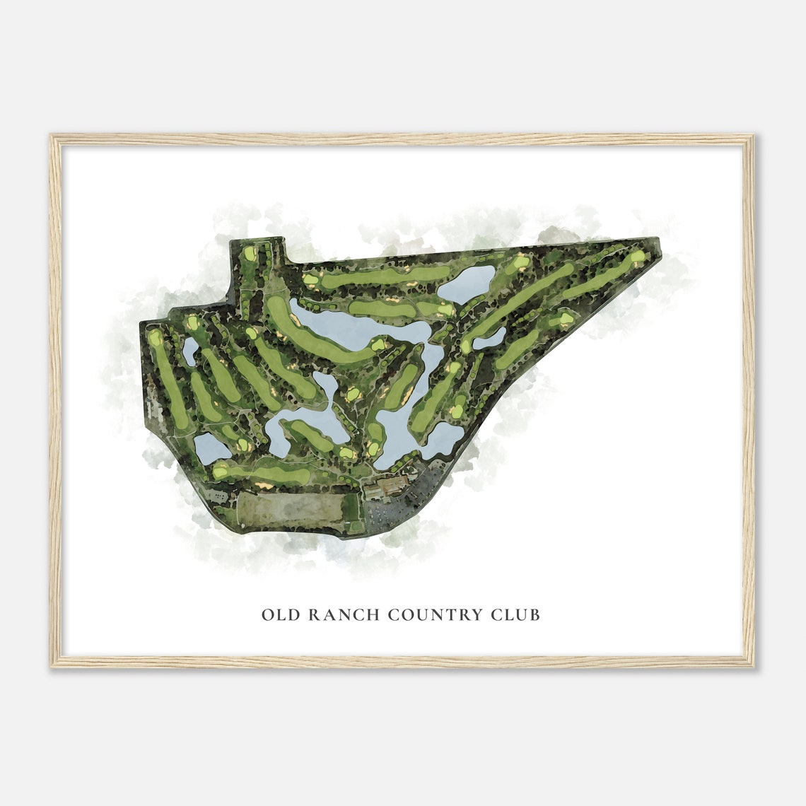 Old Ranch Country Club Classic Watercolor Golf Course Map Poster - Image 2
