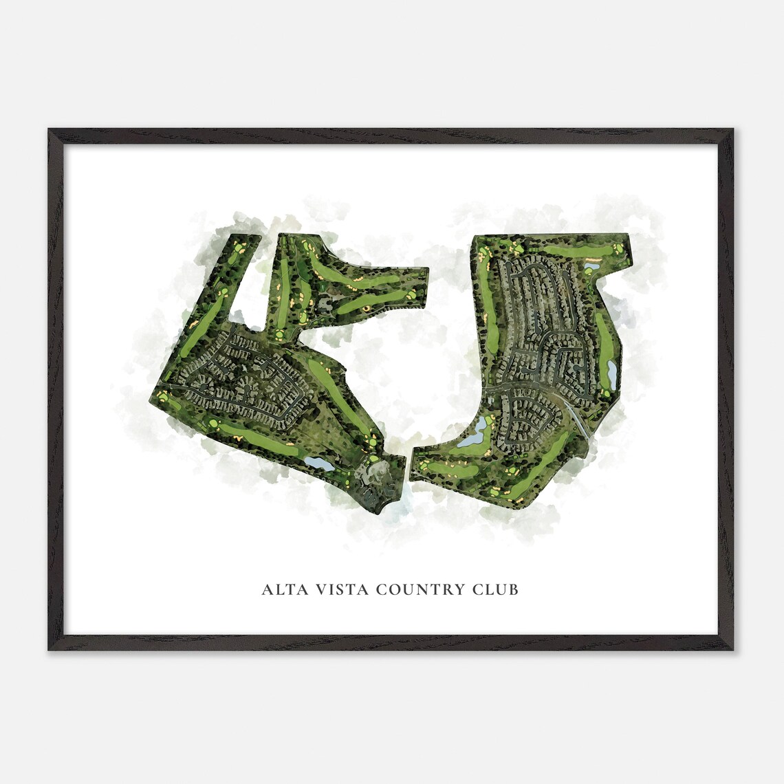 Alta Vista Country Club Placentia California Classic Watercolor Golf Map Poster - Image 5