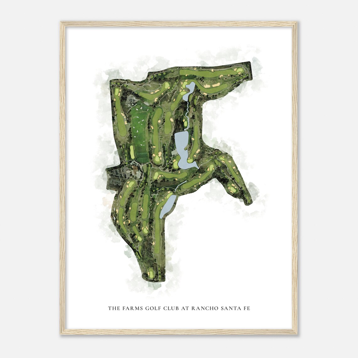 The Farms Golf Club at Rancho Santa Fe California Classic Watercolor Map Poster - Image 2