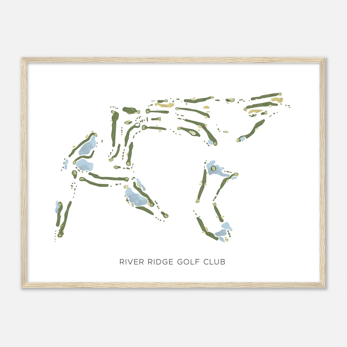 River Ridge Golf Club Modern Watercolor Golf Course Map Poster - Image 2