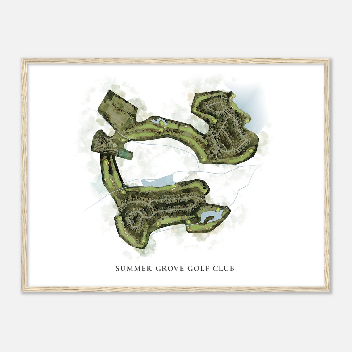 Summer Grove Golf Club Classic Watercolor Aerial Map Wall Art