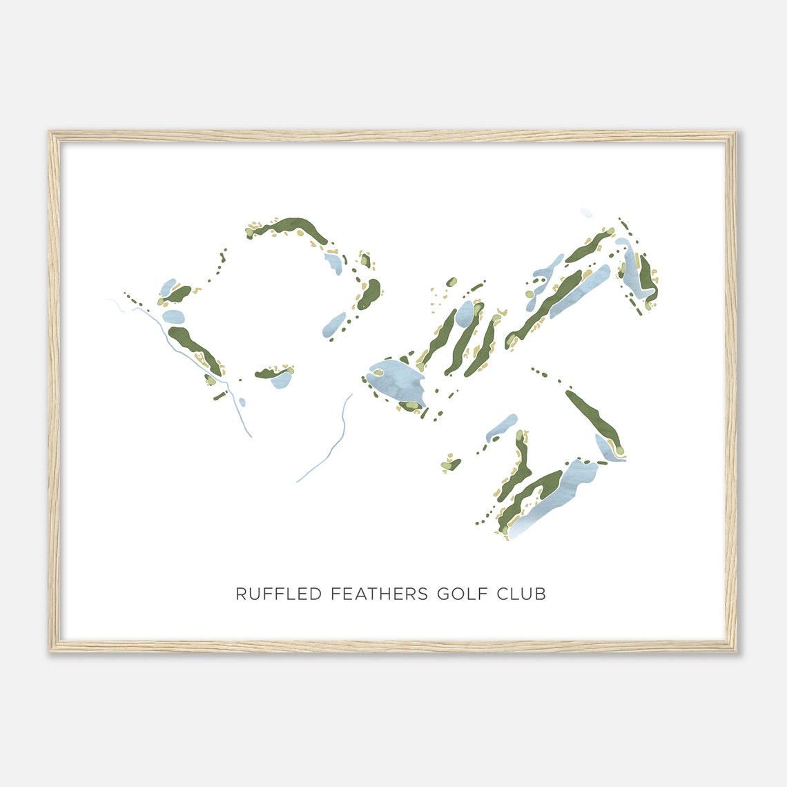 Ruffled Feathers Golf Club Modern Watercolor Golf Map Wall Art - Image 2