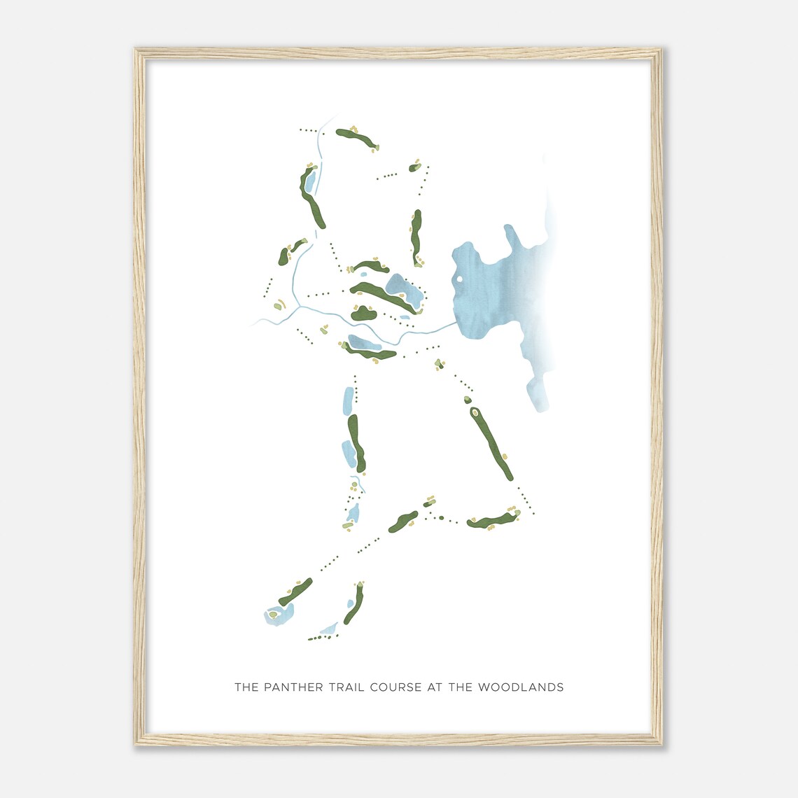 The Panther Trail Course At The Woodlands Texas Modern Watercolor Map Poster