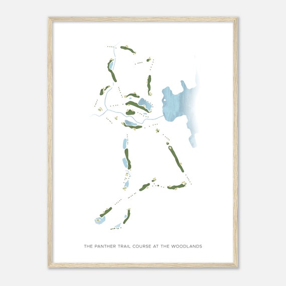 The Panther Trail Course At The Woodlands Texas Modern Watercolor Map Golfer Gift Golf Wall Art Golf Poster Print Course Layout