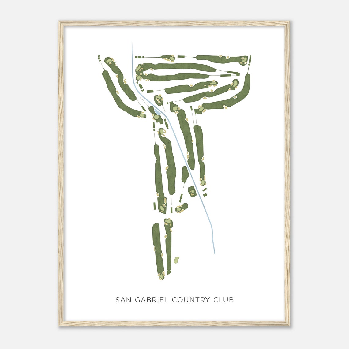 San Gabriel Country Club Minimalist Watercolor Course Map Poster