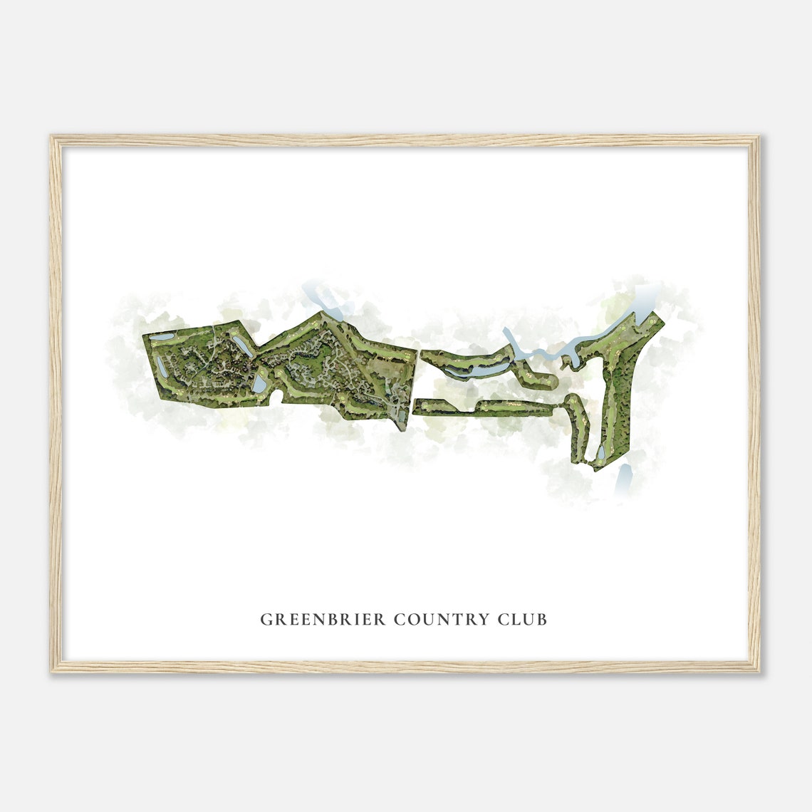 Greenbrier Country Club Classic Watercolor Golf Course Map Poster