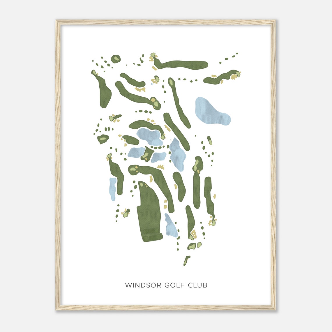 Windsor Golf Club Watercolor Course Map Golfer Gift Poster Art - Image 2