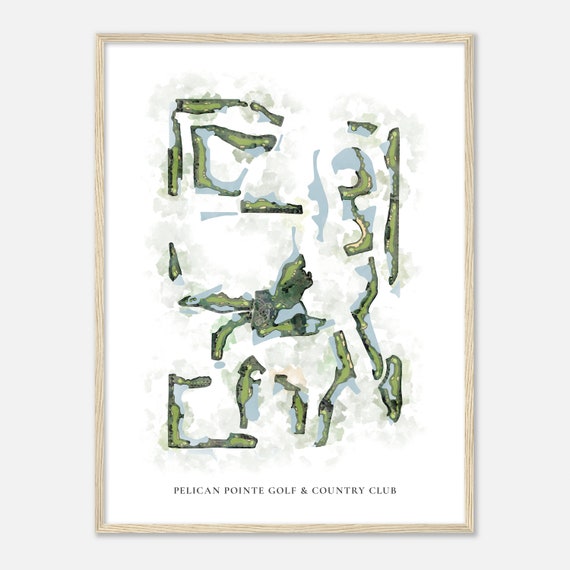 Pelican Pointe Golf Country Club Florida Classic Watercolor Map Golfer Gift Golf Wall Art Golf Poster Print Course Layout