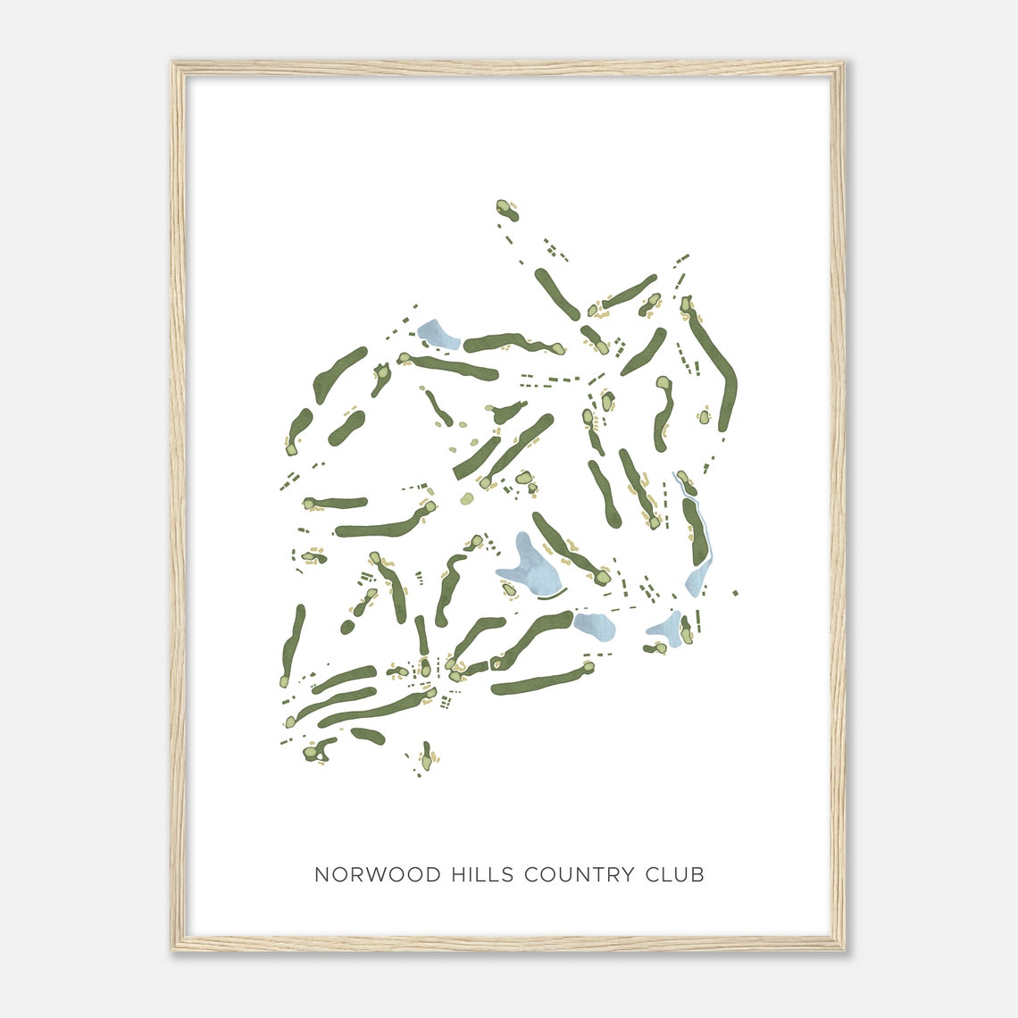 Norwood Hills Country Club Modern Minimalist Golf Map Poster - Image 2