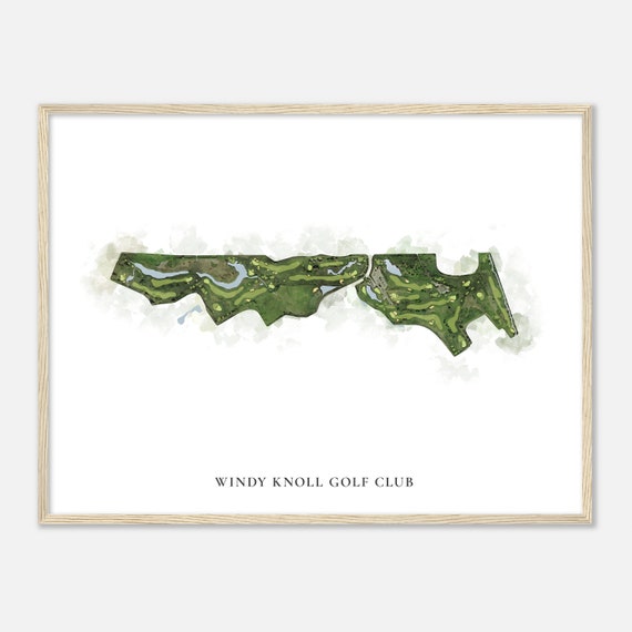 Windy Knoll Golf Club Ohio Classic Watercolor Map Golfer Gift Golf Wall Art Golf Poster Print Course Layout