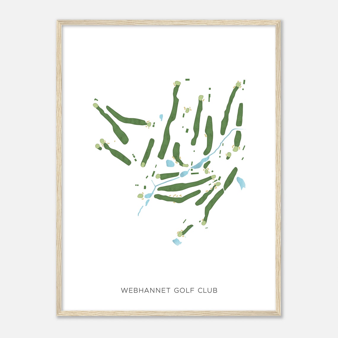 Webhannet Golf Club Maine Modern Watercolor Golf Course Map Poster