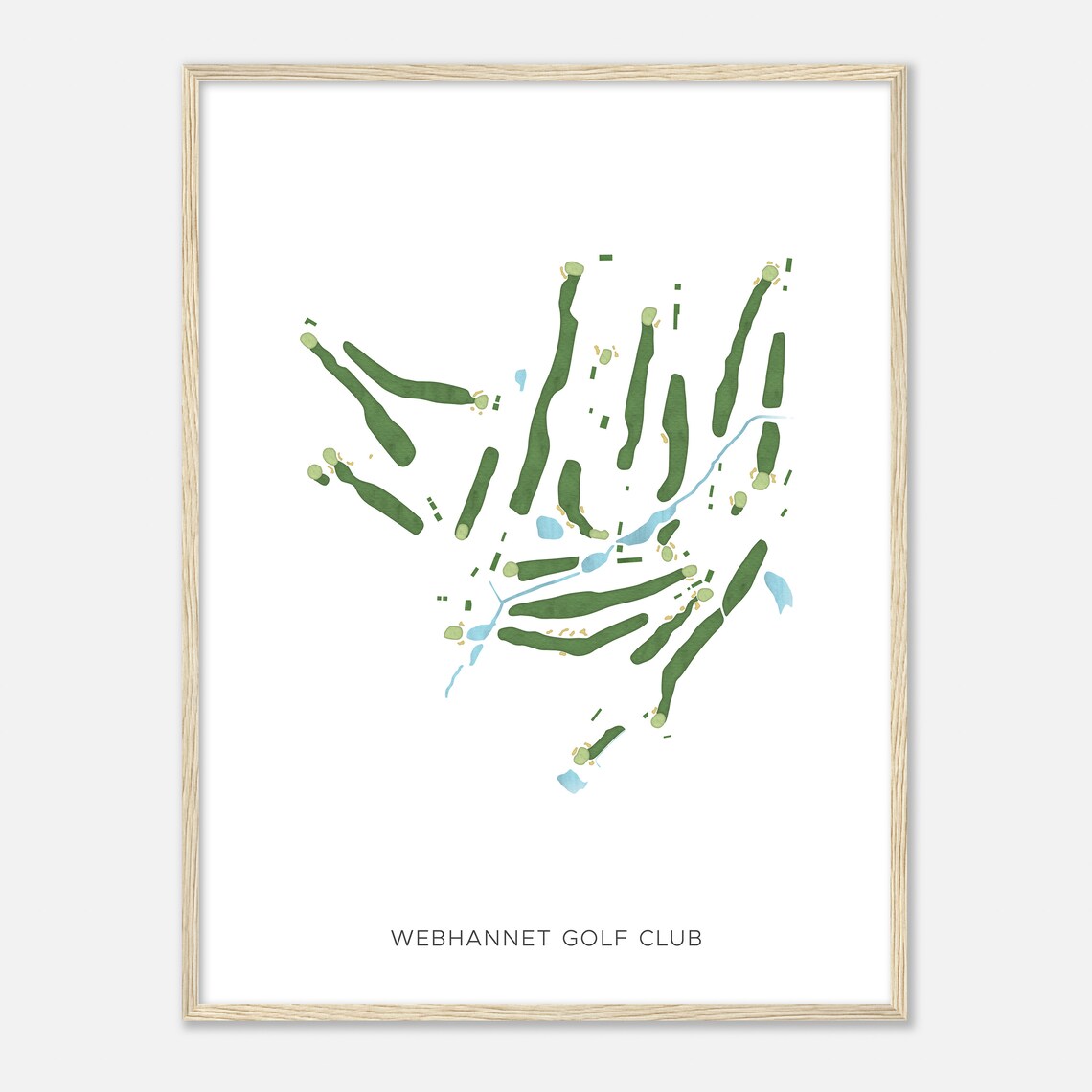 Webhannet Golf Club Maine Modern Watercolor Map Golfer Gift Golf Wall Art Golf Poster Print Course Layout