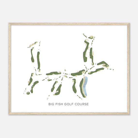 Big Fish Golf Course Wisconsin Modern Watercolor Map Golfer Gift Golf Wall Art Golf Poster Print Course Layout