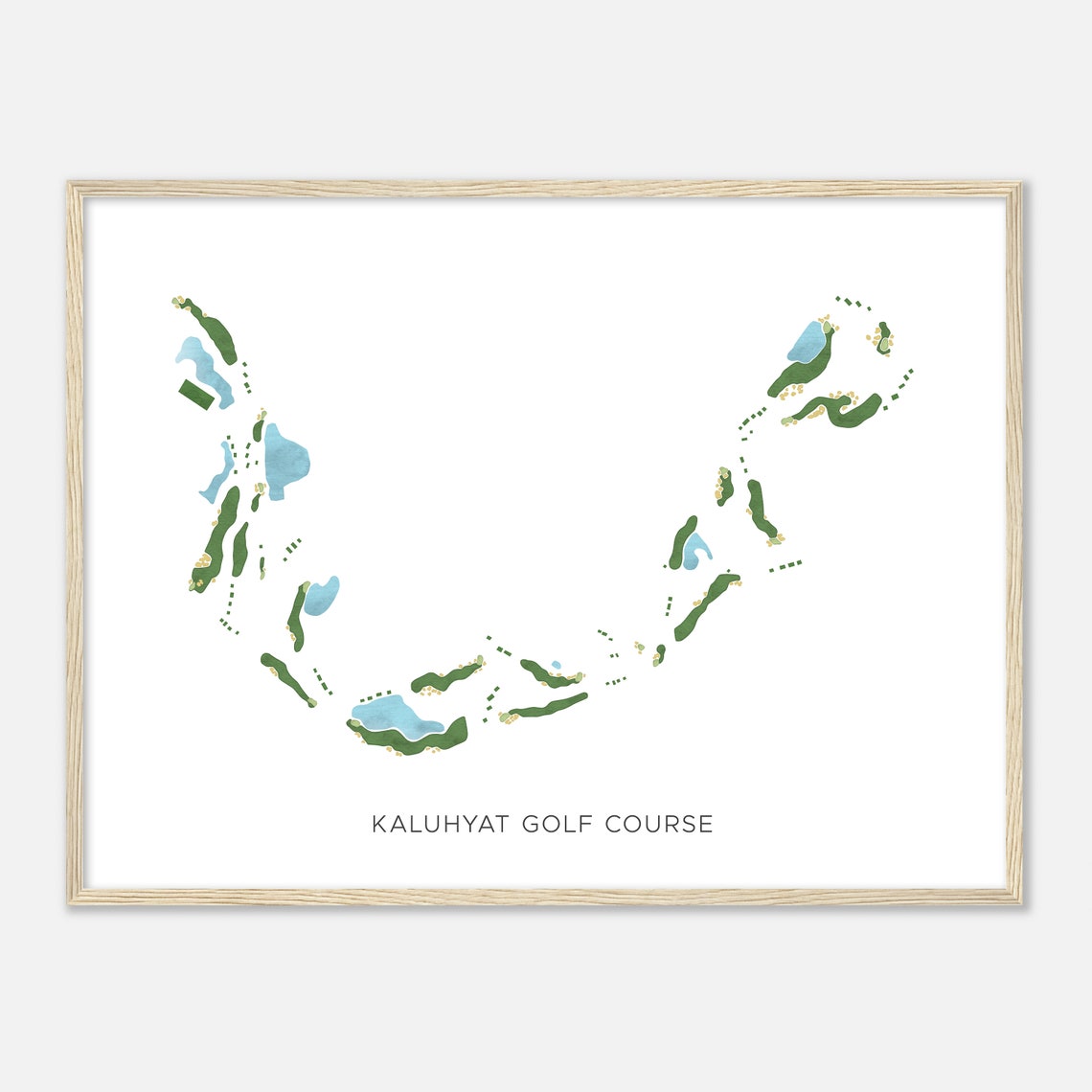 Kaluhyat Golf Course Modern Watercolor Golf Course Map Art Poster
