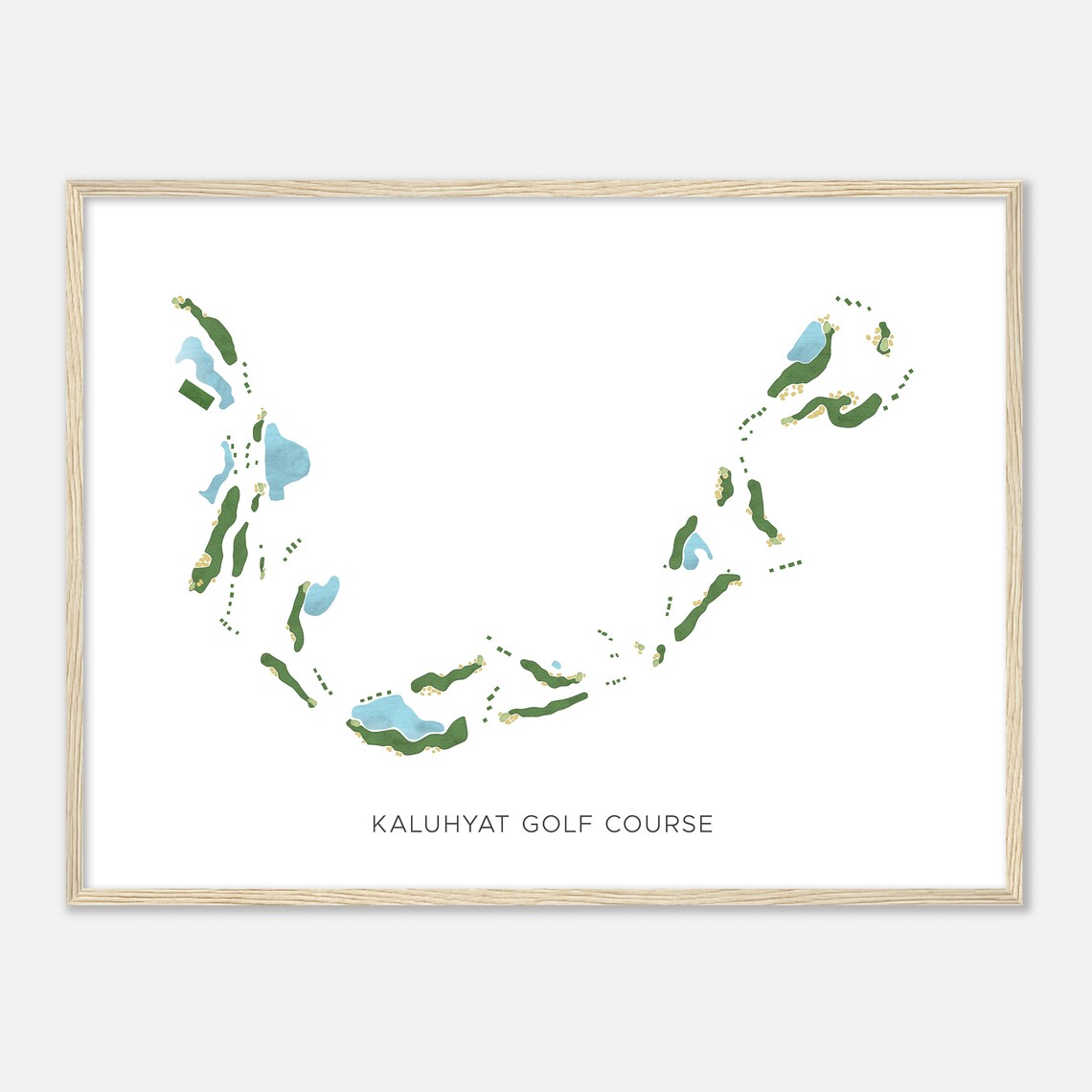 Kaluhyat Golf Course New York Modern Watercolor Map Golfer Gift Golf Wall Art Golf Poster Print Course Layout