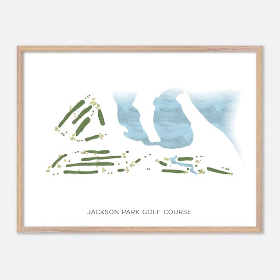 Jackson Park Golf Course Minimalist Watercolor Map Art Poster