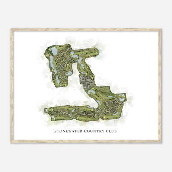 Stonewater Country Club Michigan Classic Watercolor Map Golfer Gift Golf Wall Art Golf Poster Print Course Layout