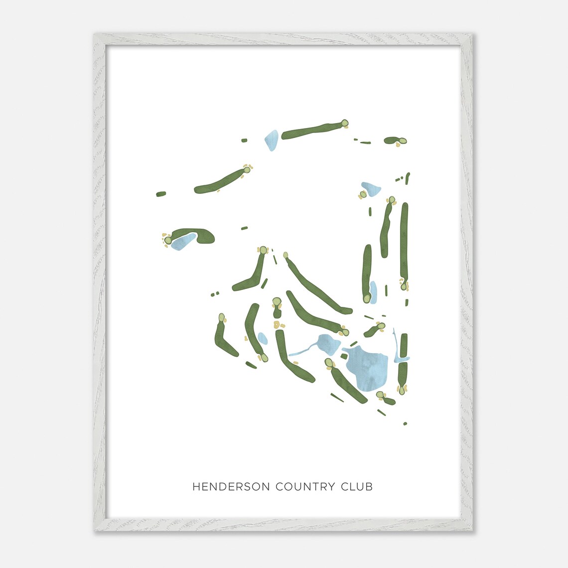 Henderson Country Club Kentucky Modern Minimal Watercolor Map Poster - Image 2