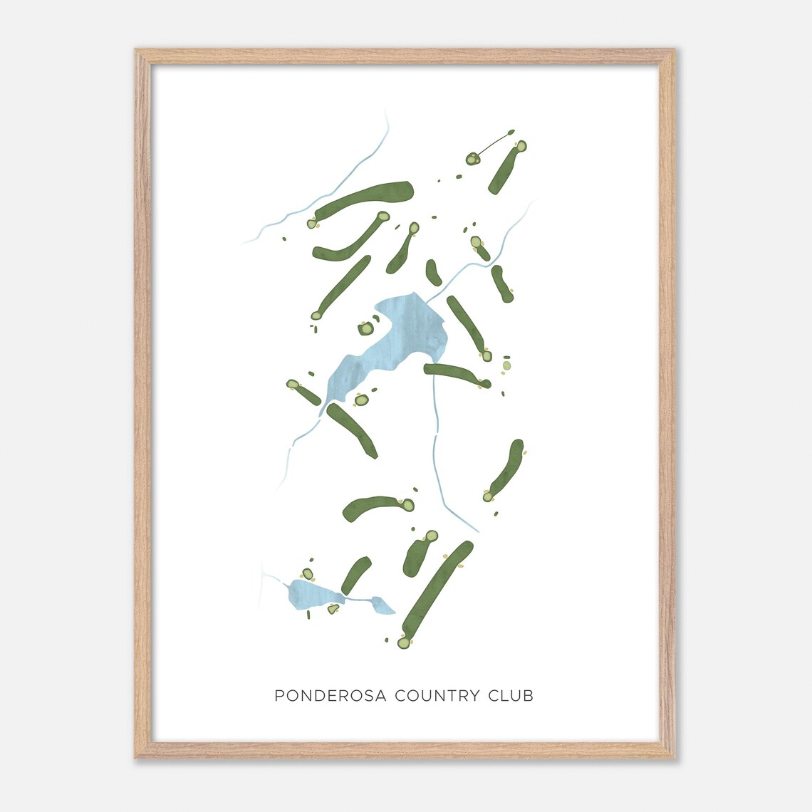 Ponderosa Country Club Watercolor Fairway Map Lakeside Layout Poster - Image 6