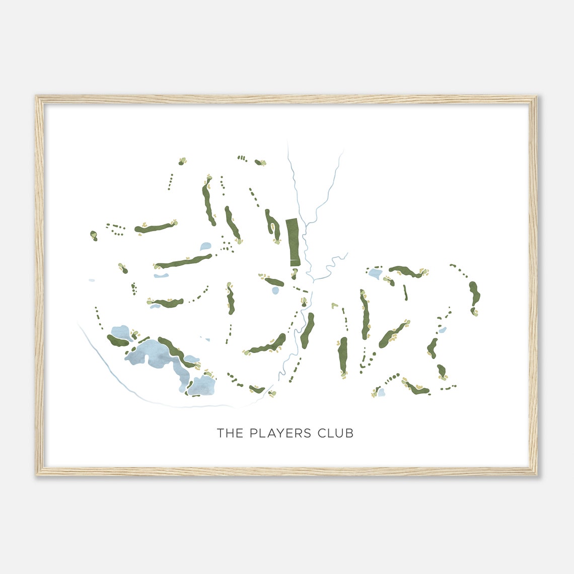 The Players Club Watercolor Golf Course Fairway Hole Map Art Poster - Image 2
