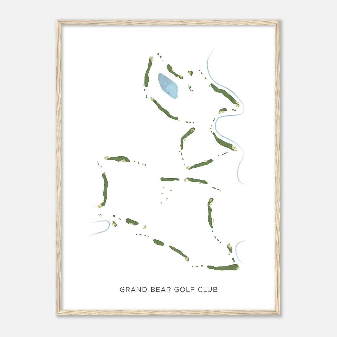 Grand Bear Golf Club Mississippi Modern Watercolor Course Map Poster