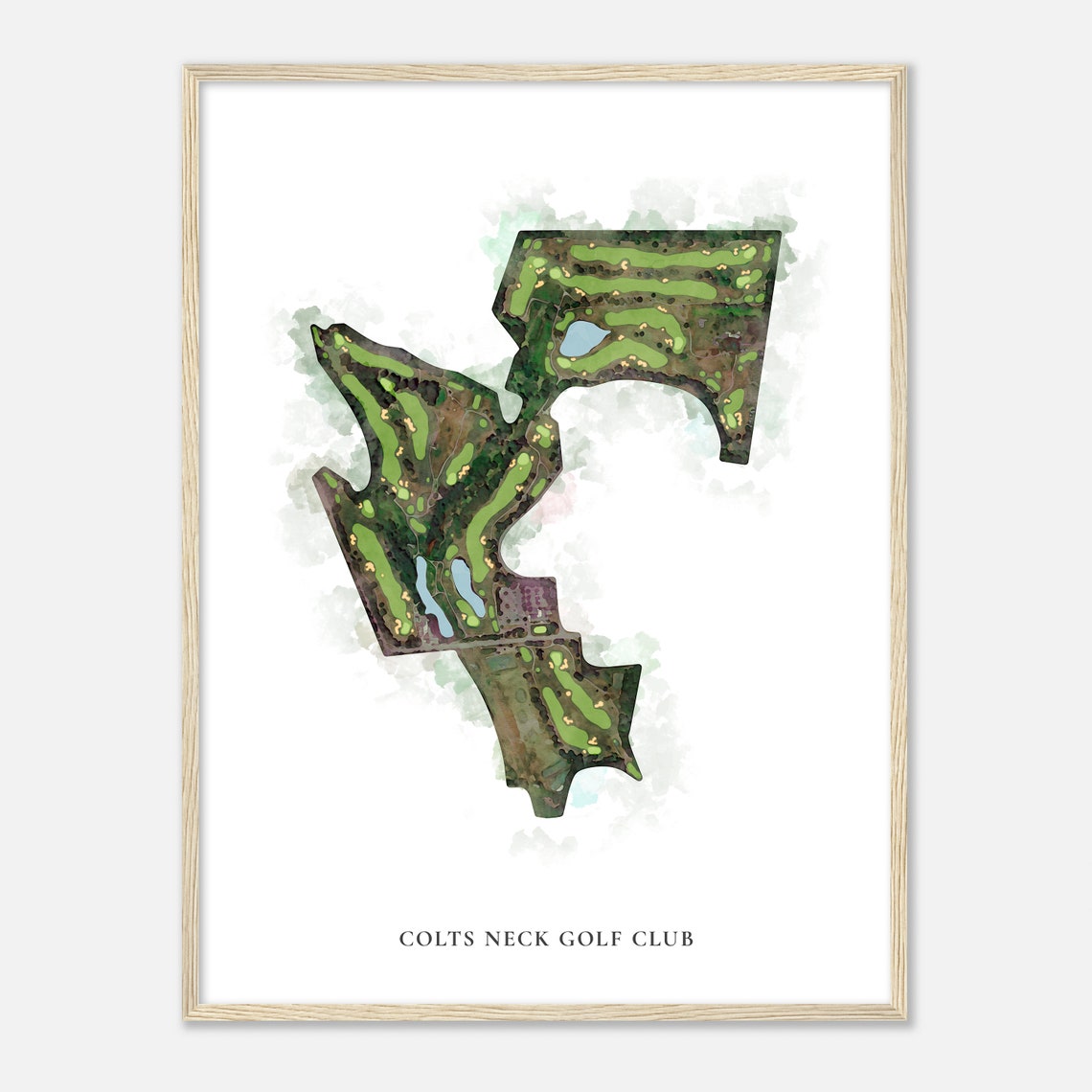 Colts Neck Golf Club Classic Watercolor Golf Course Map Poster