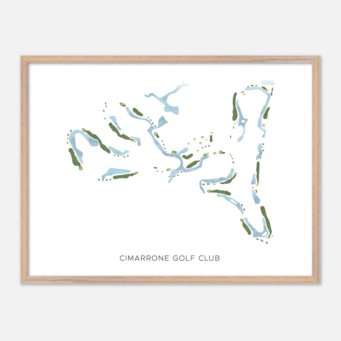 Cimarrone Golf Club Minimalist Watercolor Course Map Wall Art