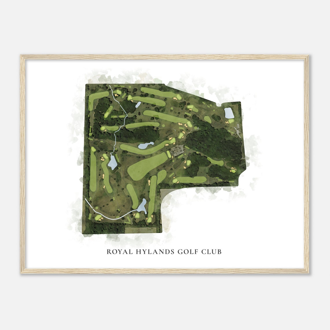 Royal Hylands Golf Club Aerial Watercolor Course Map Wall Art