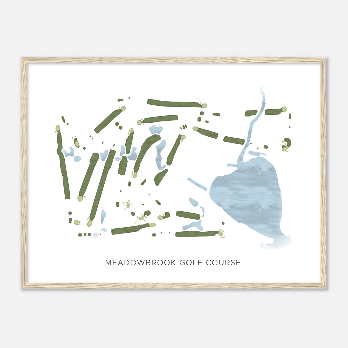 Meadowbrook Golf Course Modern Watercolor Layout Art Map Poster
