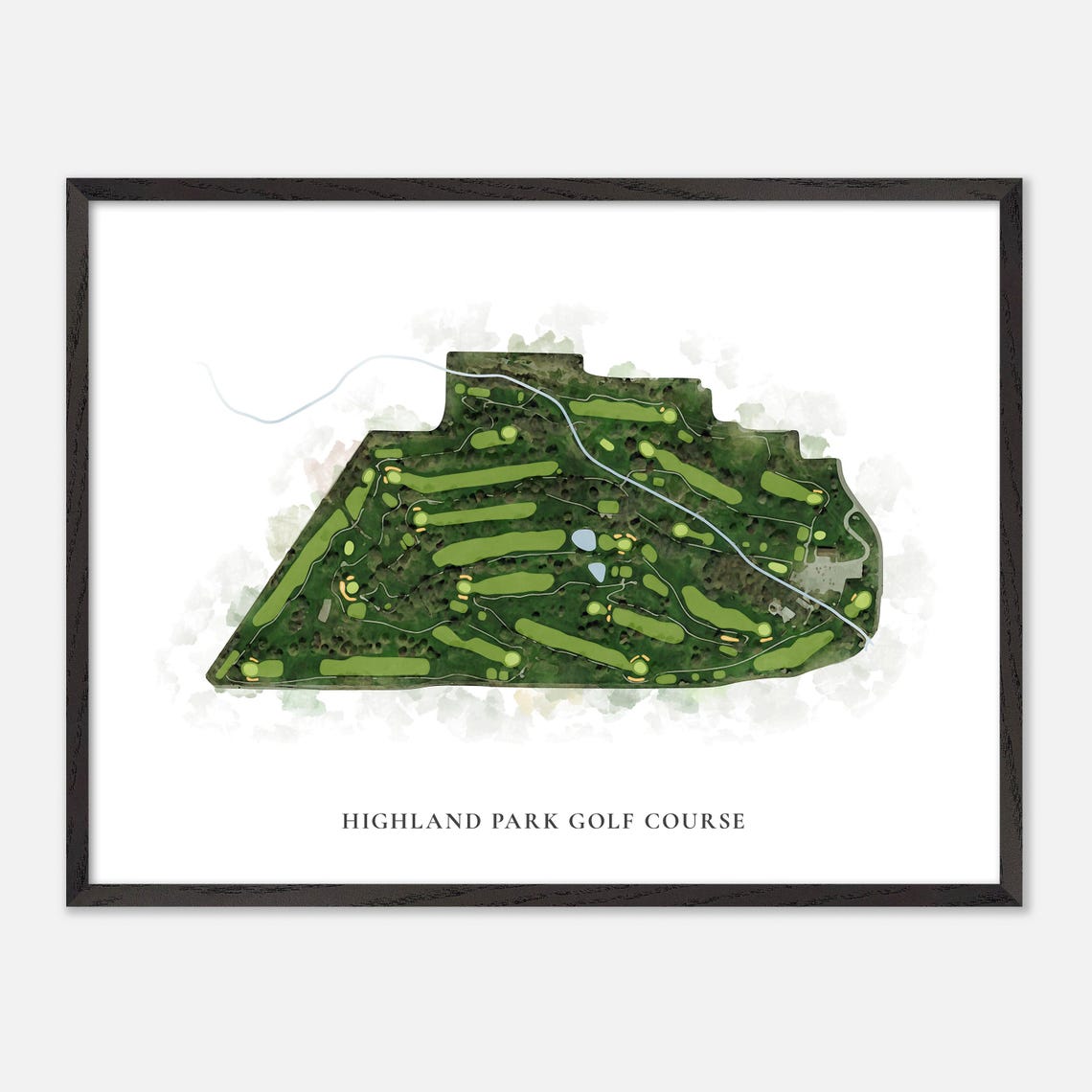 Highland Park Golf Course Watercolor Map Art Golfer Gift Poster - Image 5