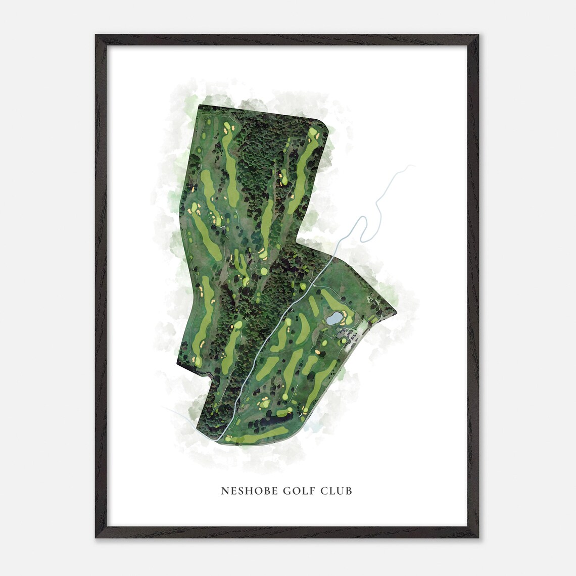 Neshobe Golf Club Vermont Classic Watercolor Course Map Poster - Image 2