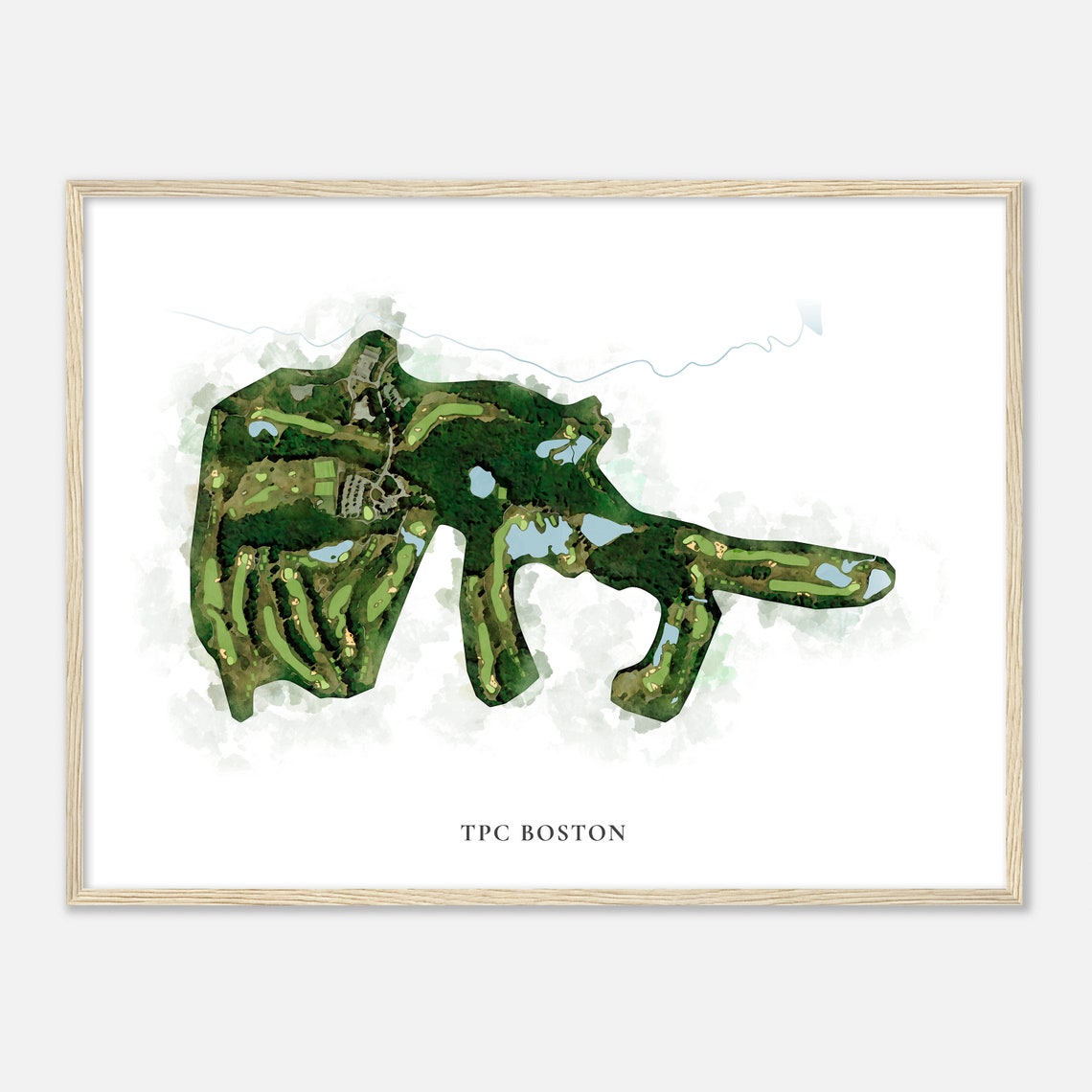 TPC Boston Massachusetts Classic Watercolor Map Golfer Gift Poster