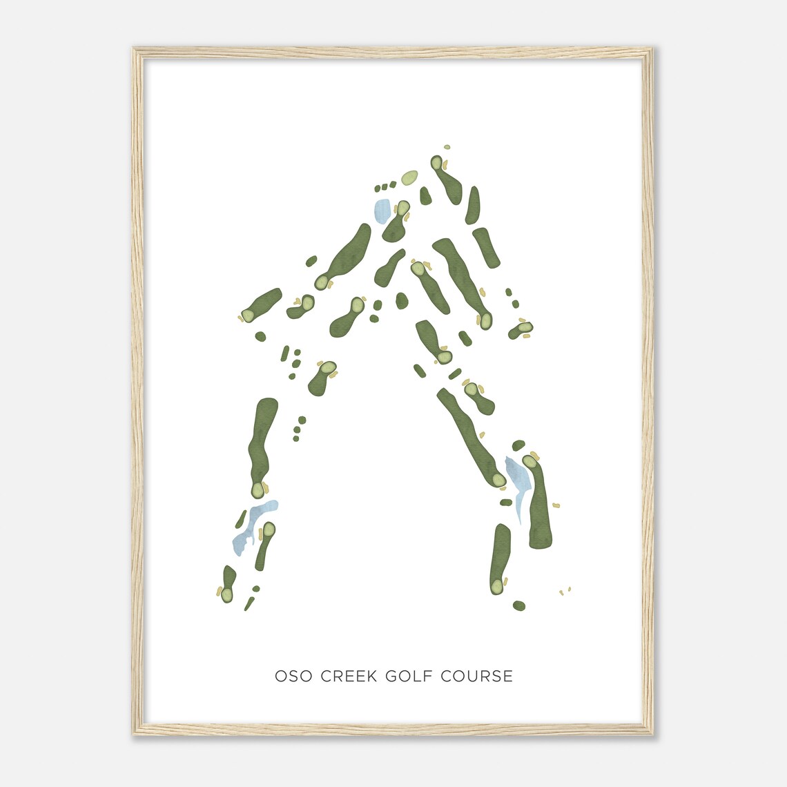 Oso Creek Golf Course California Modern Watercolor Map Golfer Gift Golf Wall Art Golf Poster Print Course Layout - Image 2