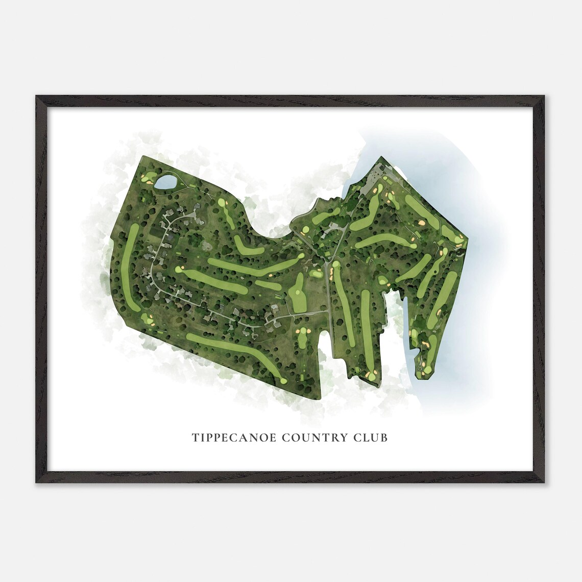 Tippecanoe Country Club Indiana Classic Watercolor Map Art Poster - Image 4
