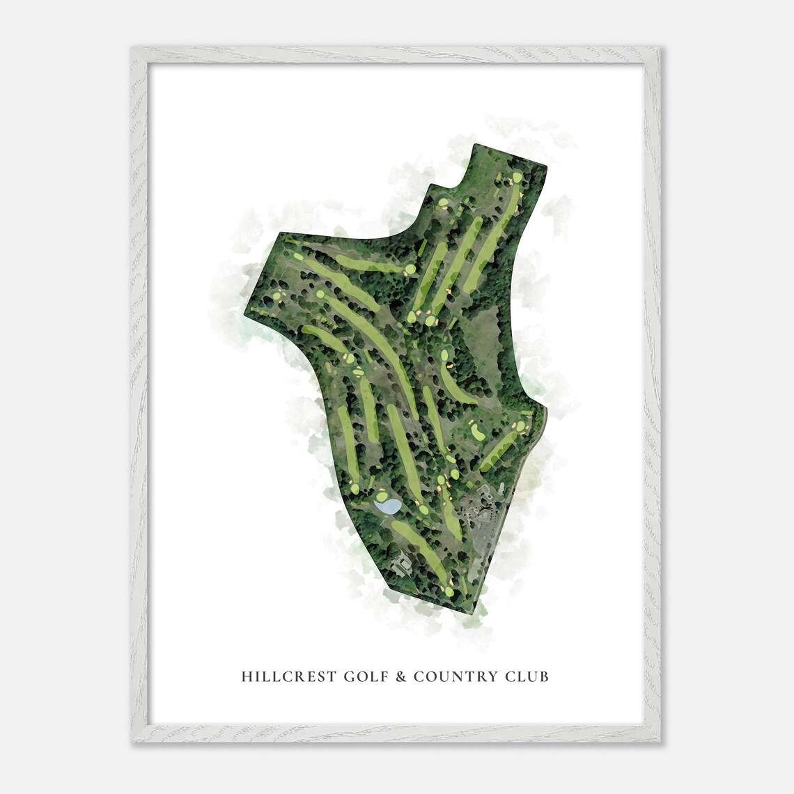 Hillcrest Golf and Country Club Watercolor Aerial Map Art Poster Gift - Image 2