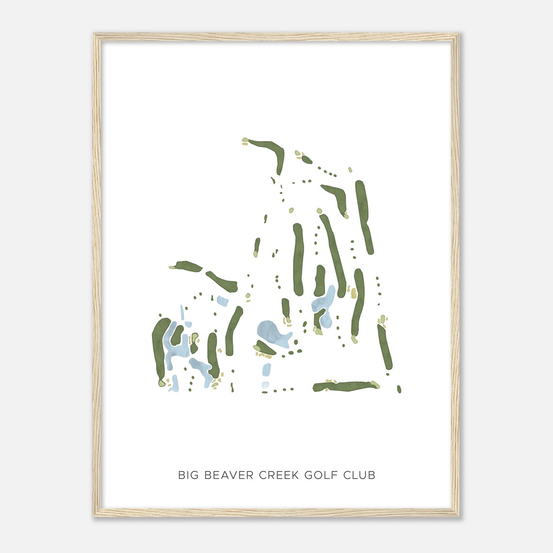 Big Beaver Creek Golf Club Modern Minimalist Watercolor Map Poster - Image 2