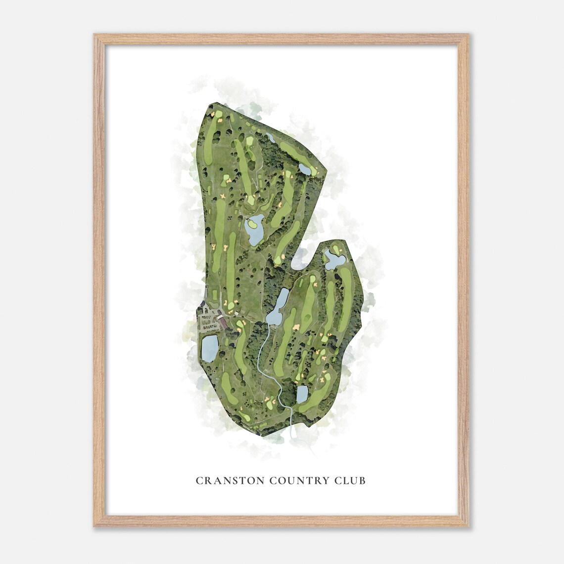 Cranston Country Club Rhode Island Classic Watercolor Map Print - Image 2