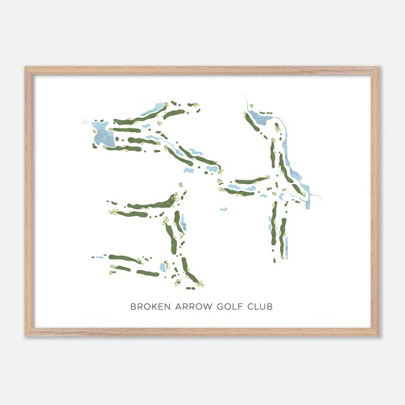 Broken Arrow Golf Club Illinois Modern Watercolor Map Poster