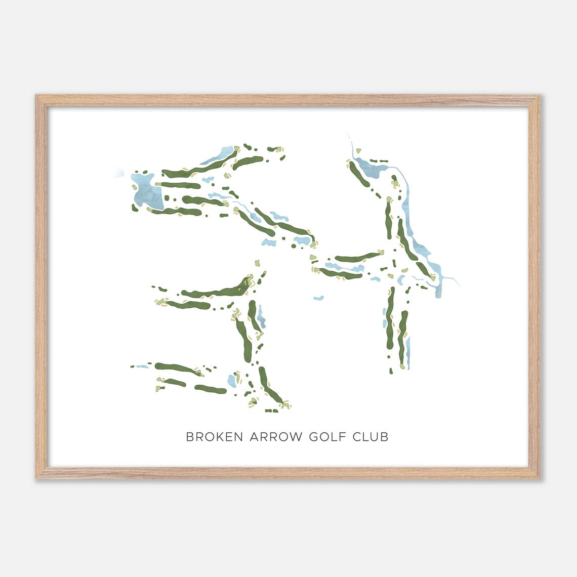 Broken Arrow Golf Club Illinois Modern Watercolor Map Poster