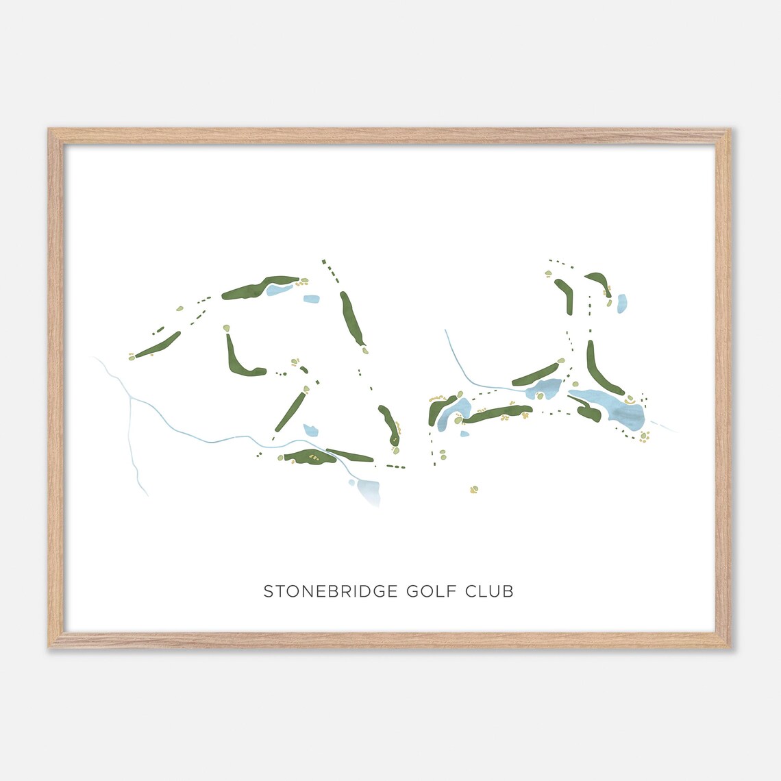 Stonebridge Golf Club Monroe North Carolina Watercolor Course Map Poster