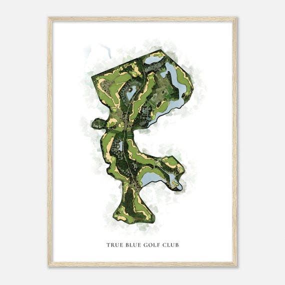 True Blue Golf Club South Carolina Classic Watercolor Map Golfer Gift Golf Wall Art Golf Poster Print Course Layout