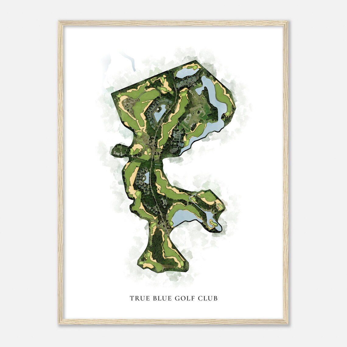 True Blue Golf Club South Carolina Classic Watercolor Map Poster
