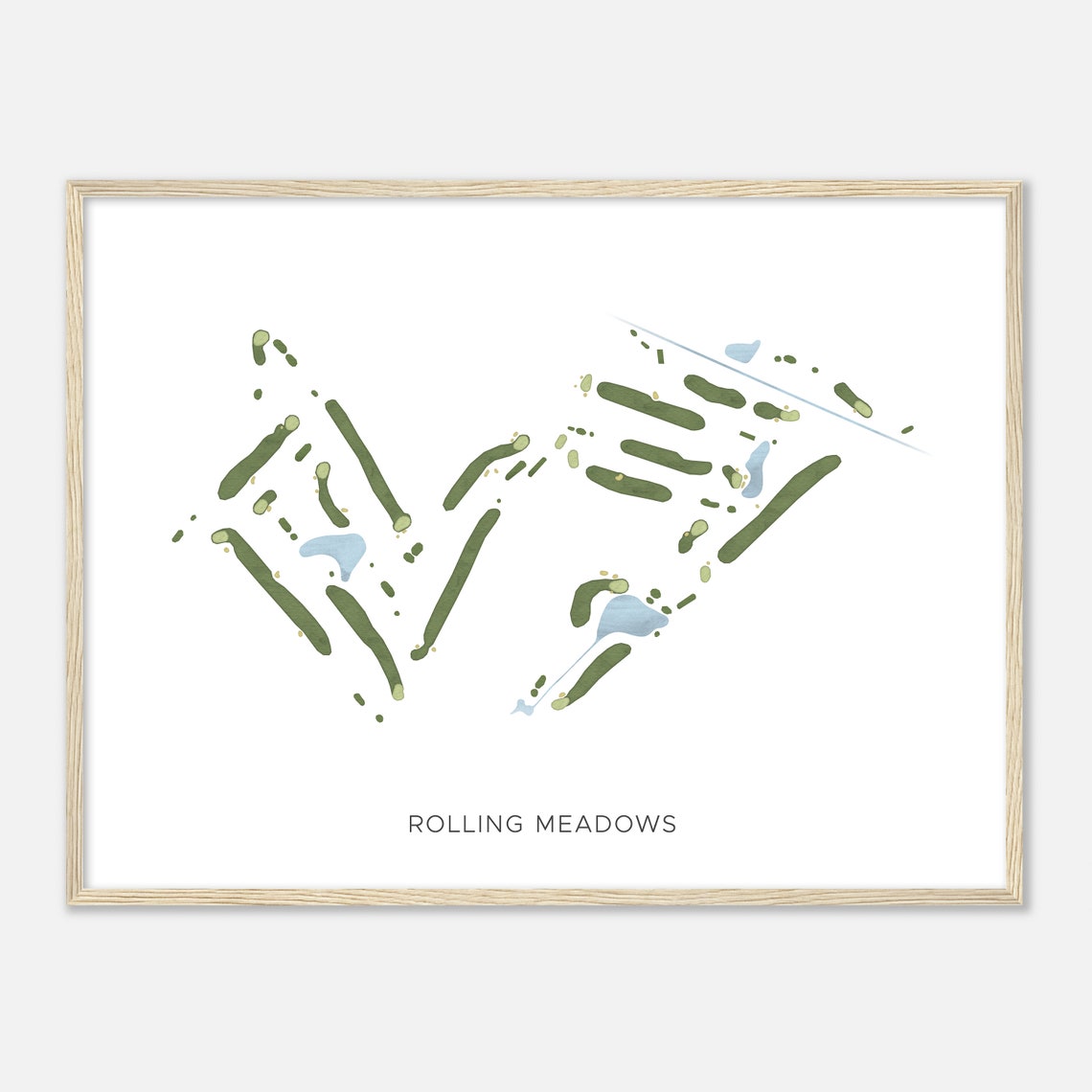 Rolling Meadows Ohio Modern Watercolor Map Golfer Gift Golf Wall Art Golf Poster Print Course Layout