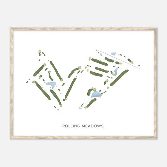 Rolling Meadows Ohio Modern Watercolor Map Golfer Gift Golf Wall Art Golf Poster Print Course Layout