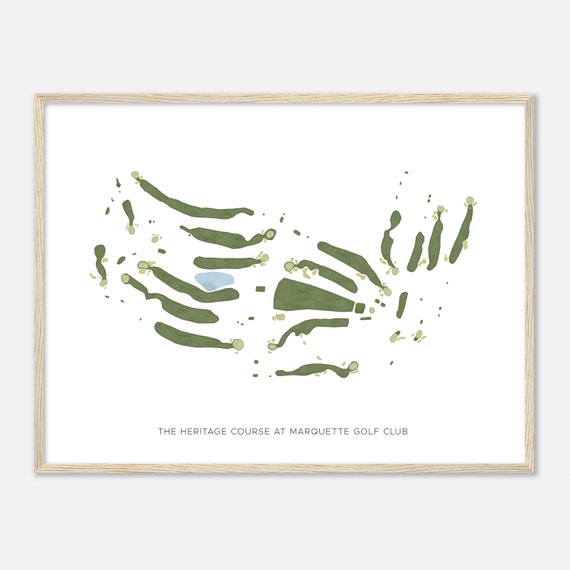 The Heritage Course At Marquette Golf Club Michigan Modern Watercolor Map Golfer Gift Golf Wall Art Golf Poster Print