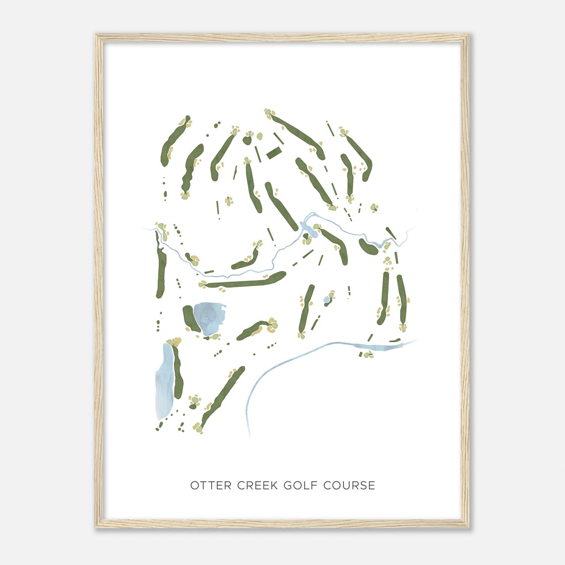 Otter Creek Golf Course Modern Minimalist Watercolor Golf Map Poster