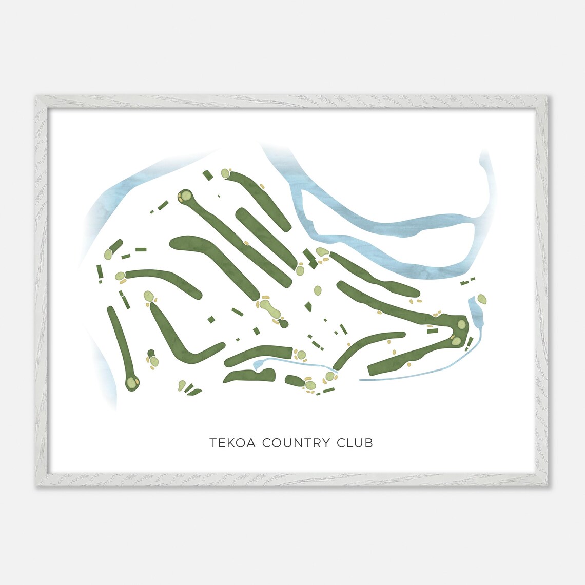 Tekoa Country Club Modern Minimalist Watercolor Golf Map Poster - Image 4
