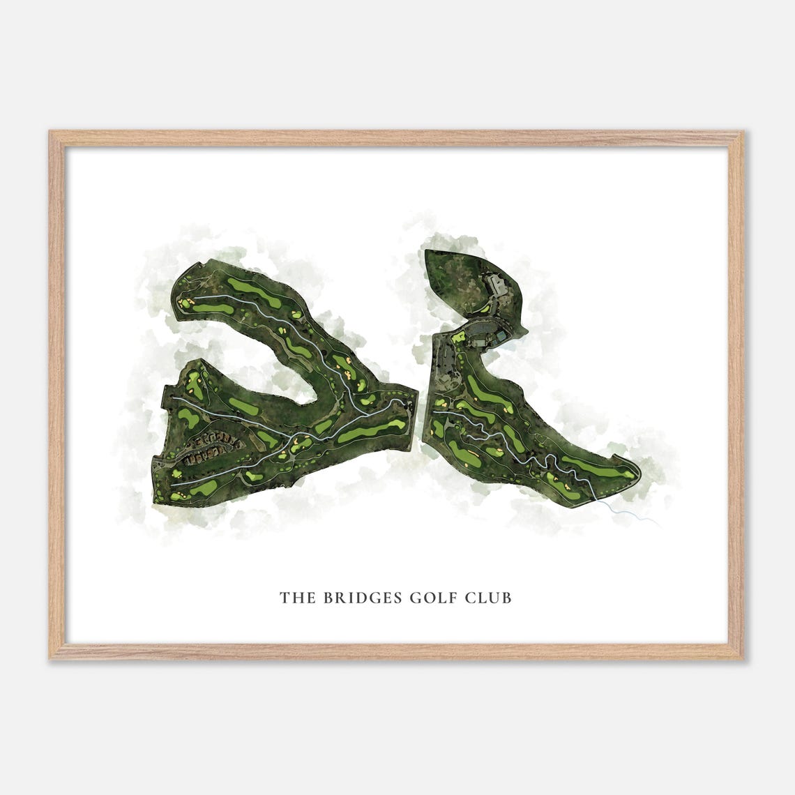 The Bridges Golf Club Classic Watercolor Golf Course Map Art Print