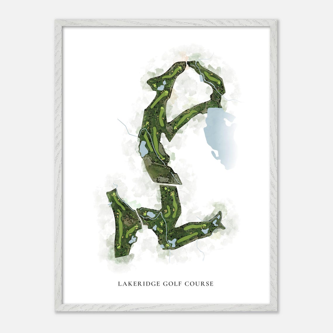 Lakeridge Golf Course Classic Watercolor Fairway Map Art Poster - Image 2